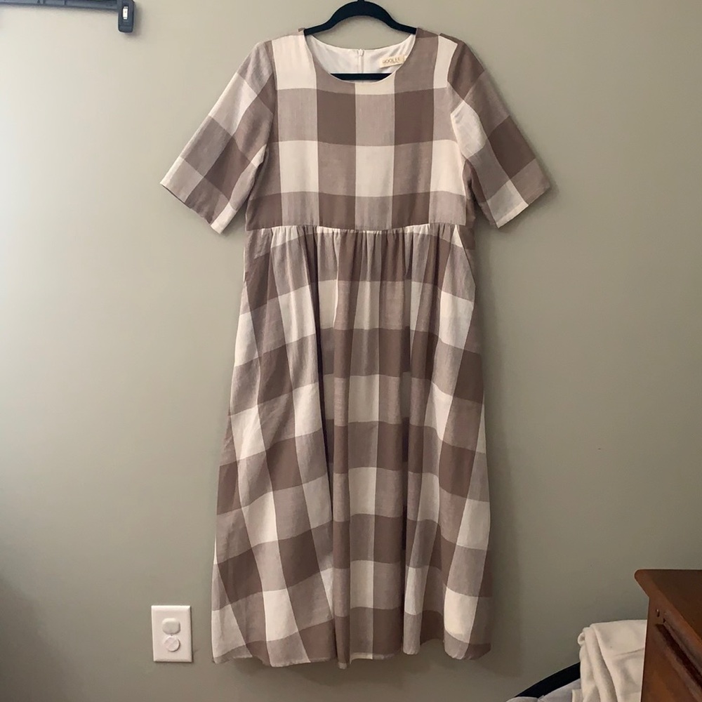 Roolee Mom Buffalo Plaid Nursing Dress